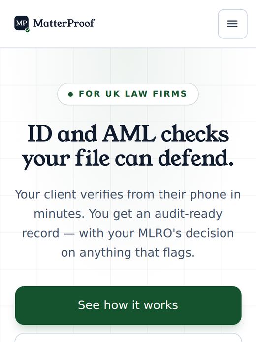MatterProof — ID and AML checks for UK law firms