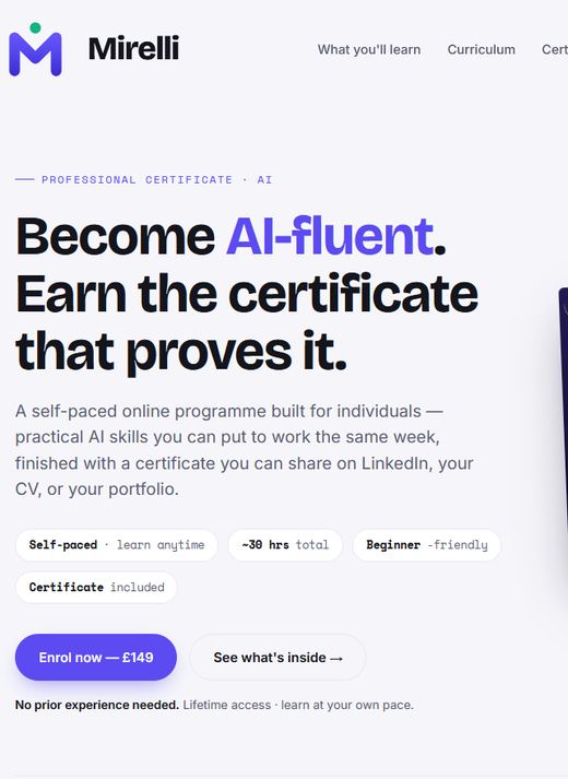 Mirelli — AI professional certificate course site